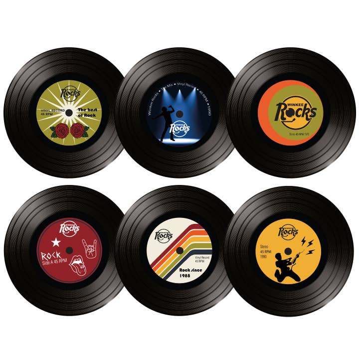 MAGS - Wholesale Coasters - Vinyl Rock glass coasters set of 6
