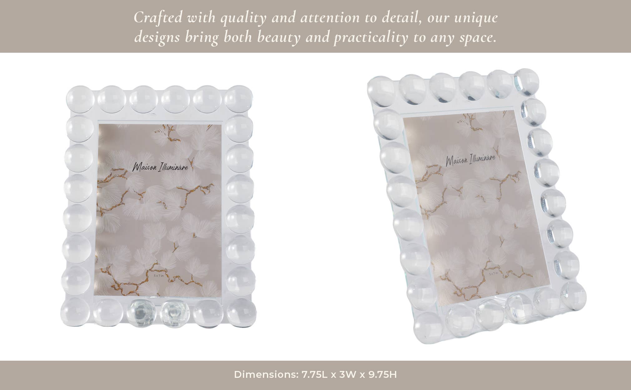 Sagebrook Home - Wholesale Picture Frame - Crystal Bubble Spherical Border Photo Frame - Clear, 5x7 in.10