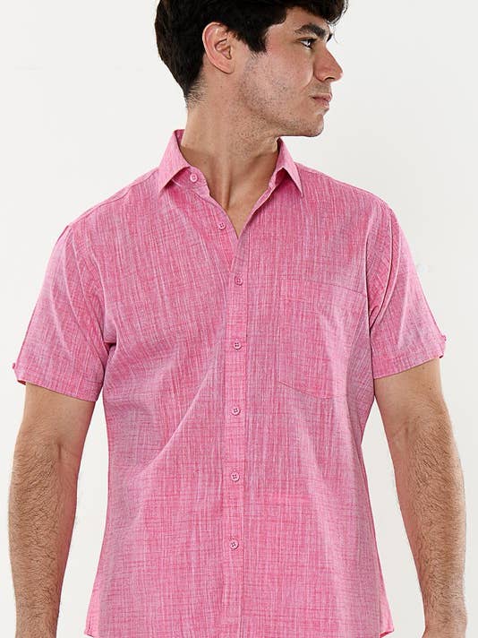 Men's Cotton Button-Down Short Sleeve Shirt MCS01-A S-XL for wholesale by Azucar & Bohio