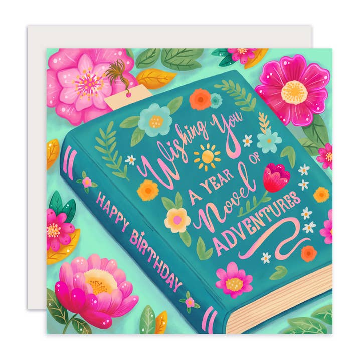 Aniet Illustration - Wholesale Birthday Card - Happy birthday book card with blue flowers
