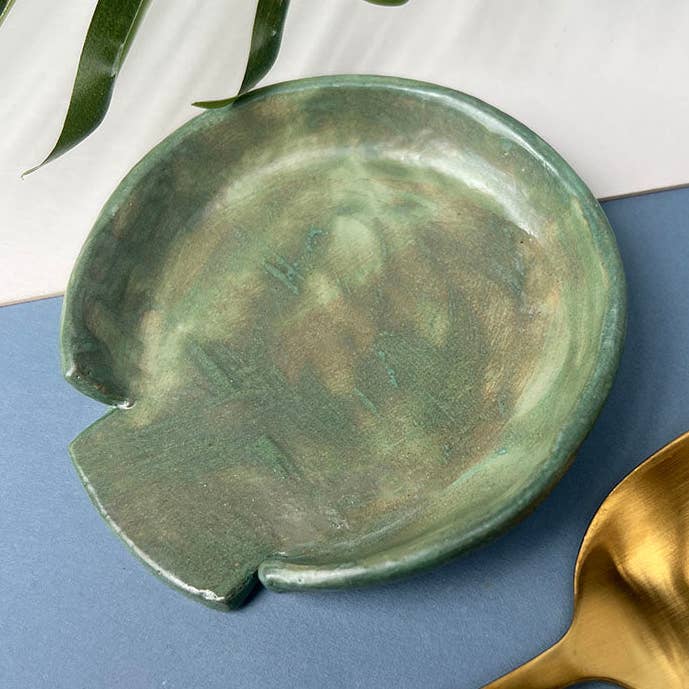 Plain Green Ceramic Spoon Rest for wholesale by Juliet Reeves Designs