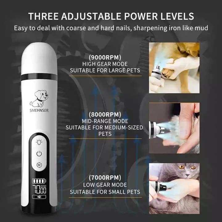 Assortito Smerigliatrice per unghie elettrica a LED per animali domestici - Strumento ricaricabile USB in vendita all'ingrosso su Faire