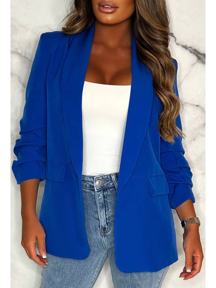 Kurt Muller - Wholesale Blazer - Women's - Oversized Rouched Sleeve Blazer