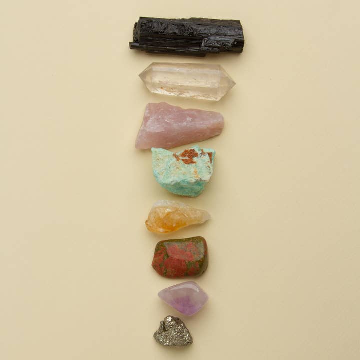 Luna Norte - Wholesale Spiritual Stone/Crystal - Curated Crystal Hand Woven Basket Curio Set- Home Décor5