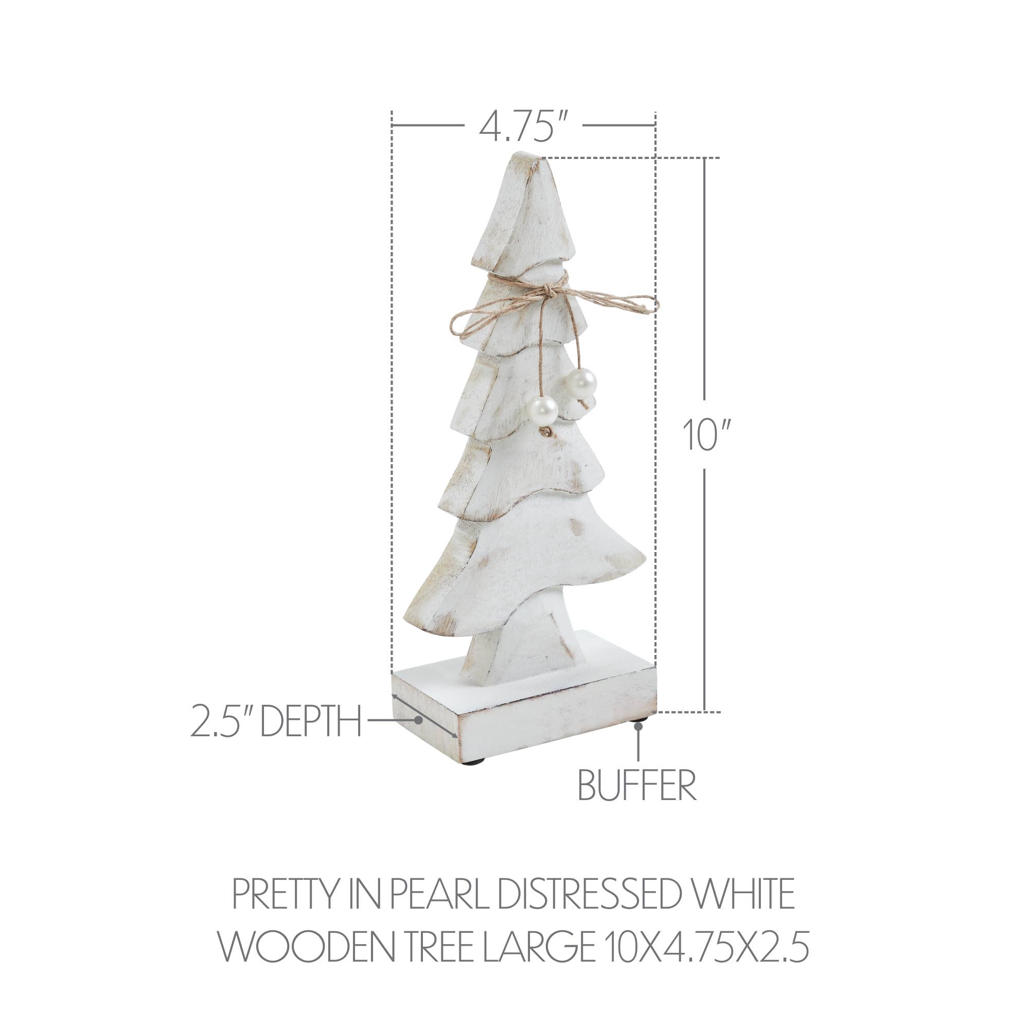 VHC Brands - Vente Décorations de table - Joli en Perle Arbre en Bois Blanc Vieilli Grand 10x4,75x2,53