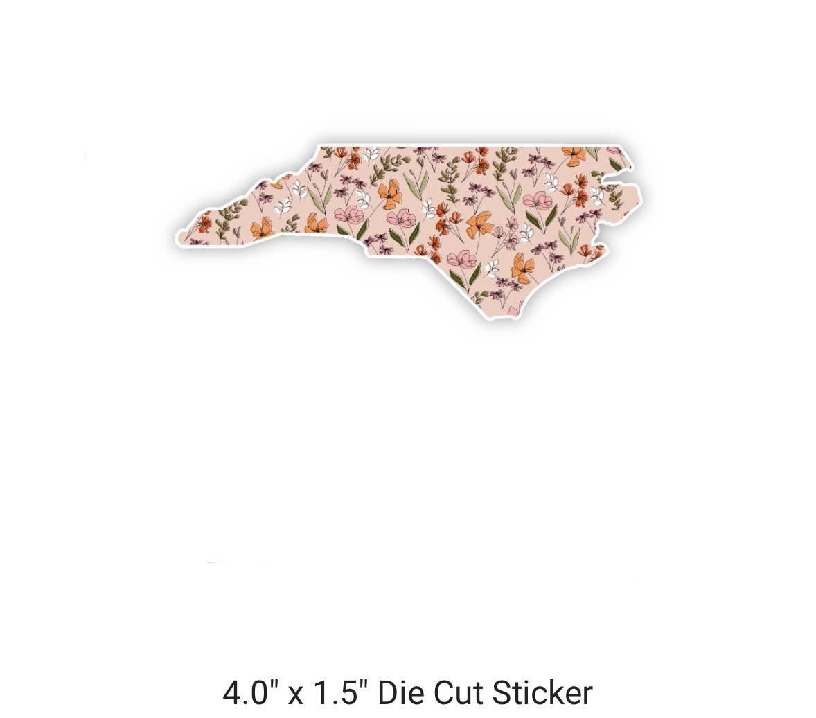 Positively North Carolina - Wholesale Sticker - Floral North Carolina State Sticker with Flowers5