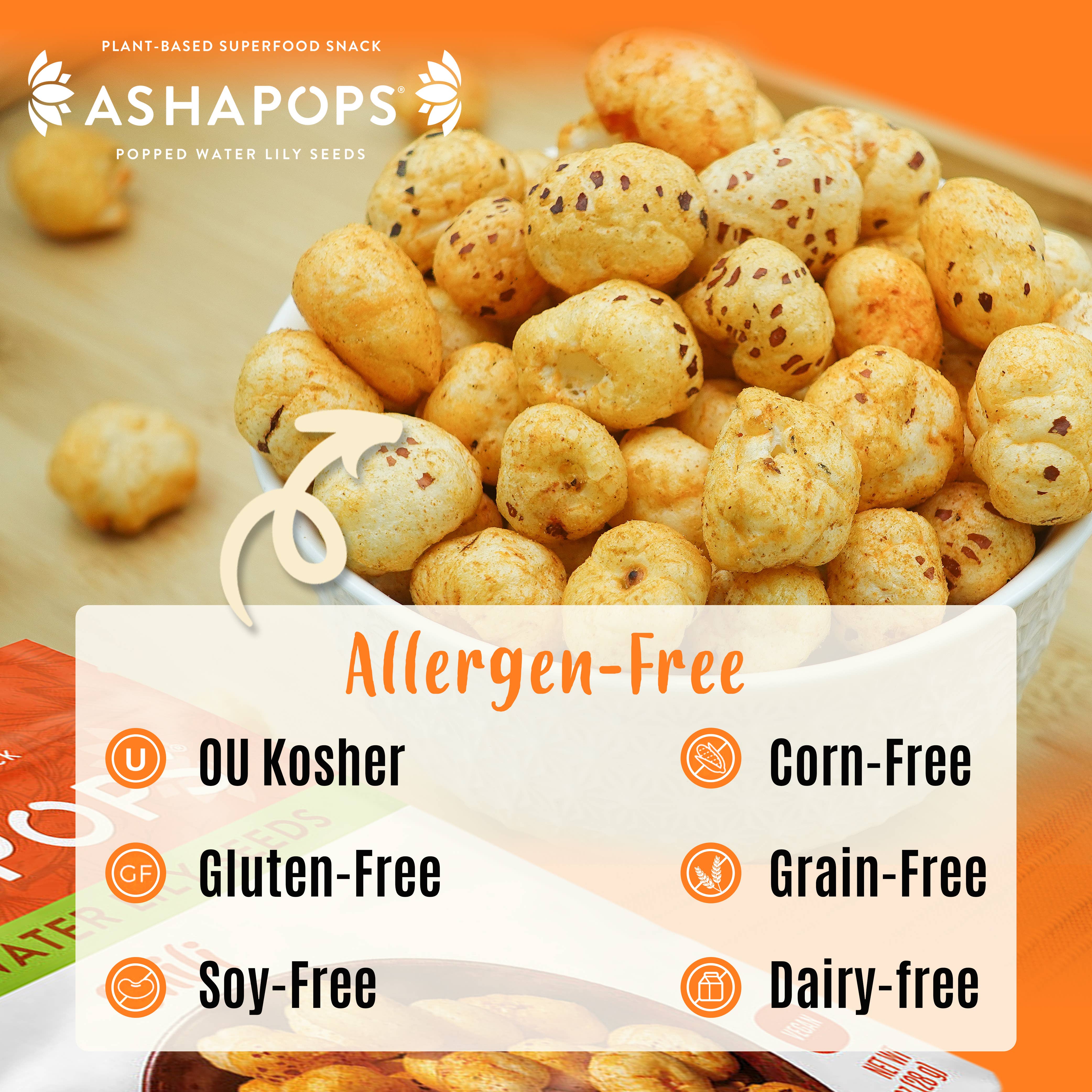 AshaPops - Wholesale Puffed Snack - 1oz Chili Lime - AshaPops Popped Water Lily Seeds5