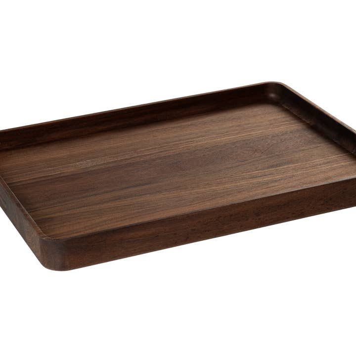 Walnut - TR121 - Plateau rectangulaire en bois dur avec bord 12"x9"x1" pour la vente par Wood Hill Boards Inc
