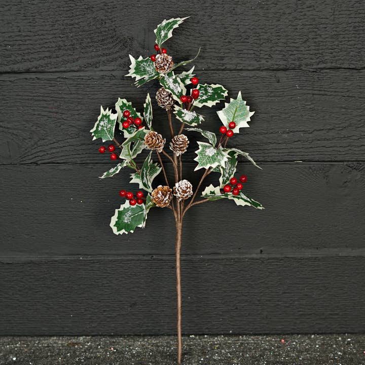 Holiday Depot Inc. - Wholesale Christmas Decoration - 510136- 19in Spray-Sparkle Holly Holiday5