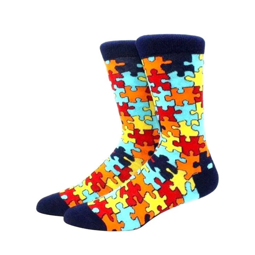 Sock Panda - Wholesale Socks - Unisex - Puzzle Pieces Jigsaw Colorful Pattern Socks from the Sock Pa1