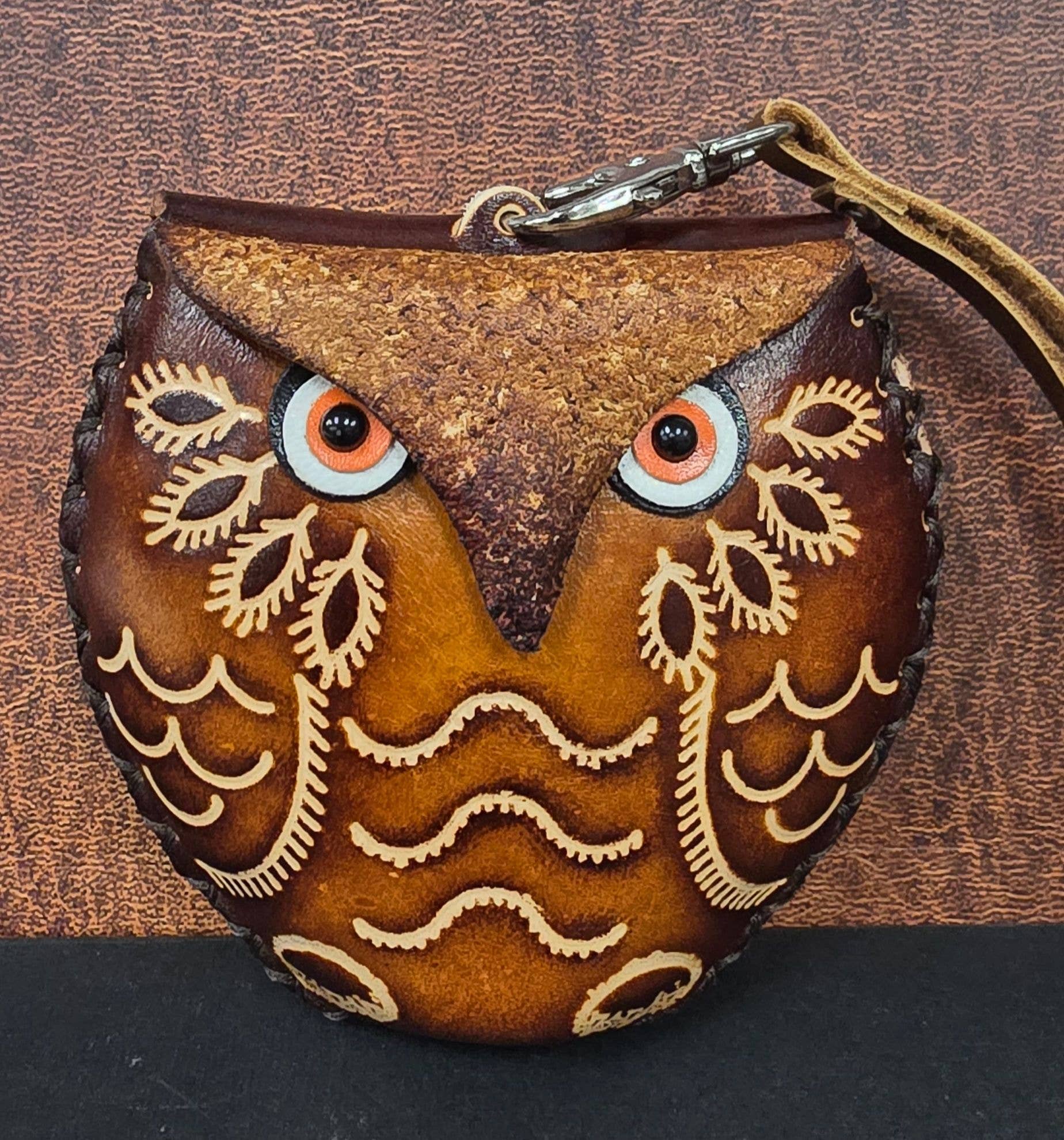Sunflower Handmade leather inc - Vendita all'ingrosso Braccialetti - portafoglio portamonete Owl Wristlet in pelle1