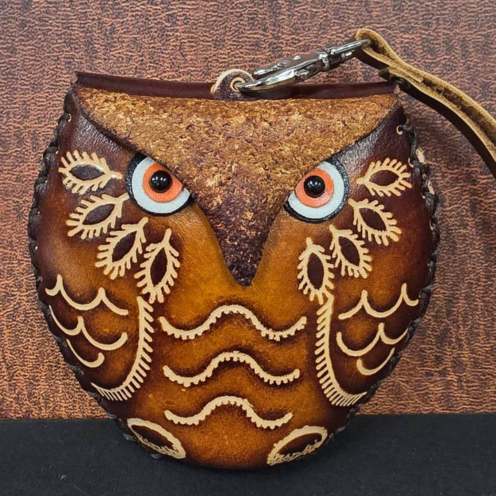 Sunflower Handmade leather inc - Wholesale Wristlet - leather Owl Wristlet coin purse wallet1