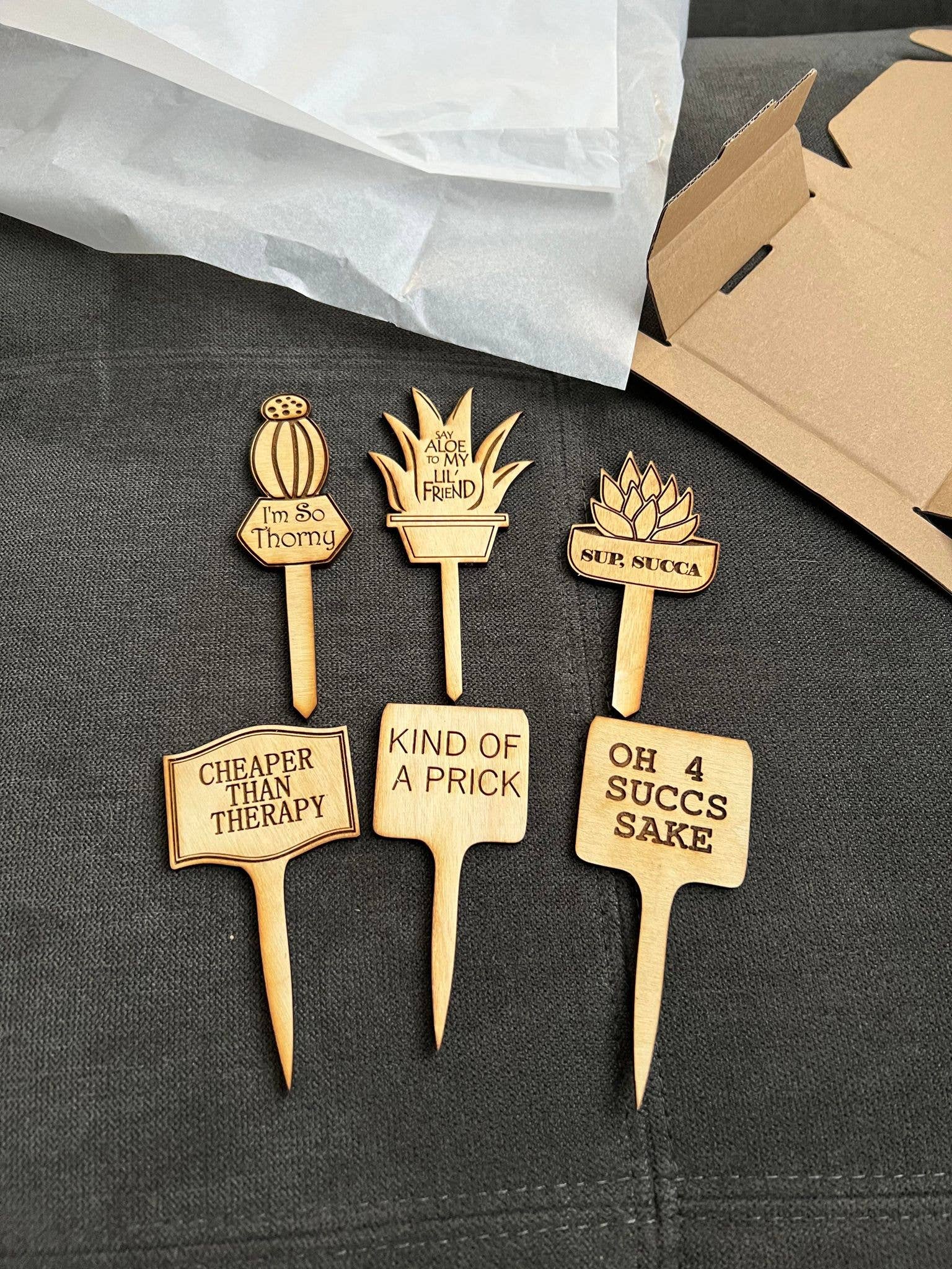 The Cracked Pig - Wholesale Garden/Lawn Stake - Snarky Birch Plant Stakes | Eco Friendly Wooden Plant Stake2