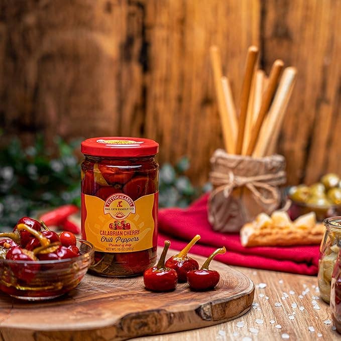 Wholesale Italian Food - Wholesale Pickled Vegetables - TuttoCalabria, Whole Round Cherry Calabrian Peppers in Oil, 10 oz3