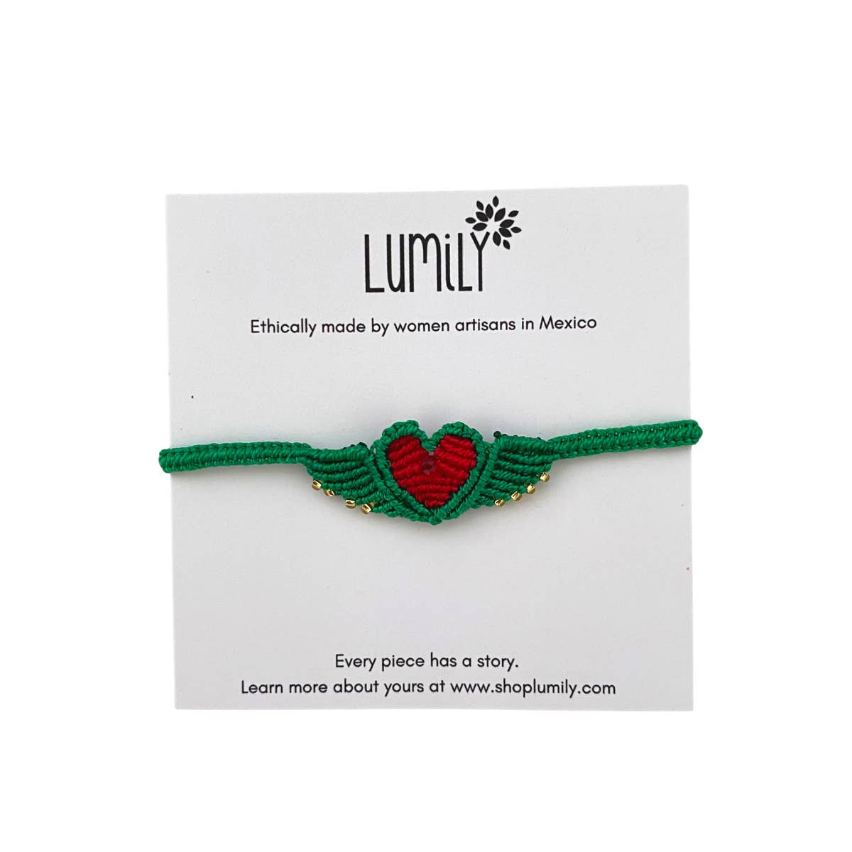 Lumily - Wholesale Woven/Braided Bracelet - Macrame Woven Heart Wings Pull String Bracelet - Mexico