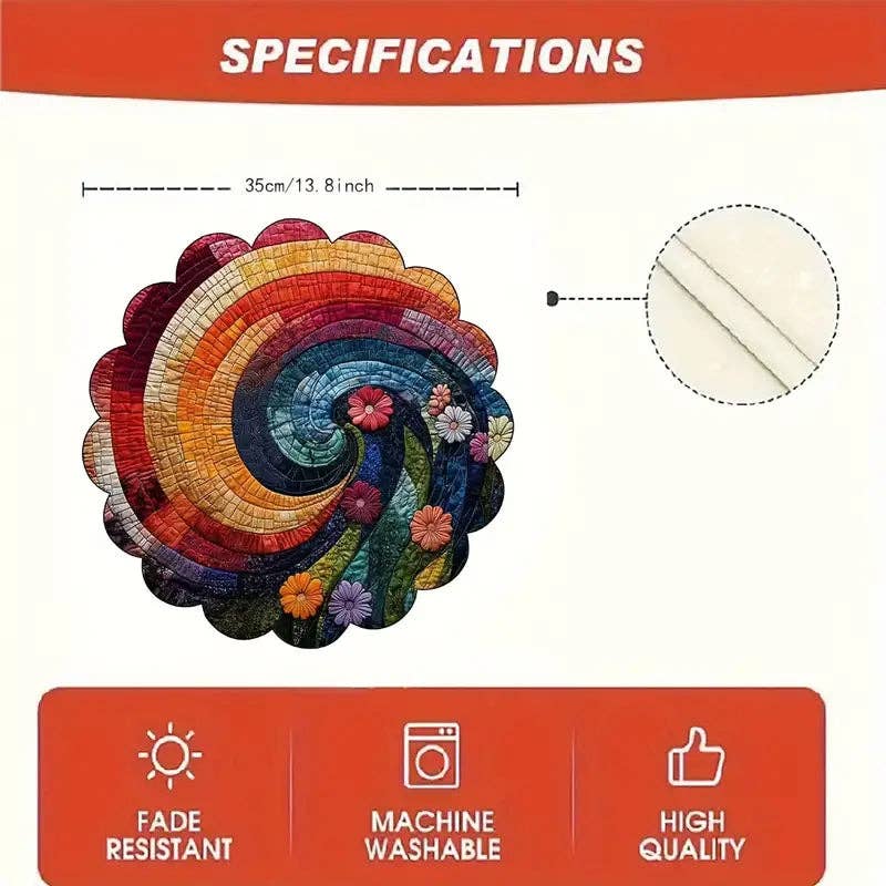 Huis Van Merken - Vente Sets de table - Sets de Table Ronds Bohémiens (Lot de 4) - Décoration de Table Festive et Colorée3