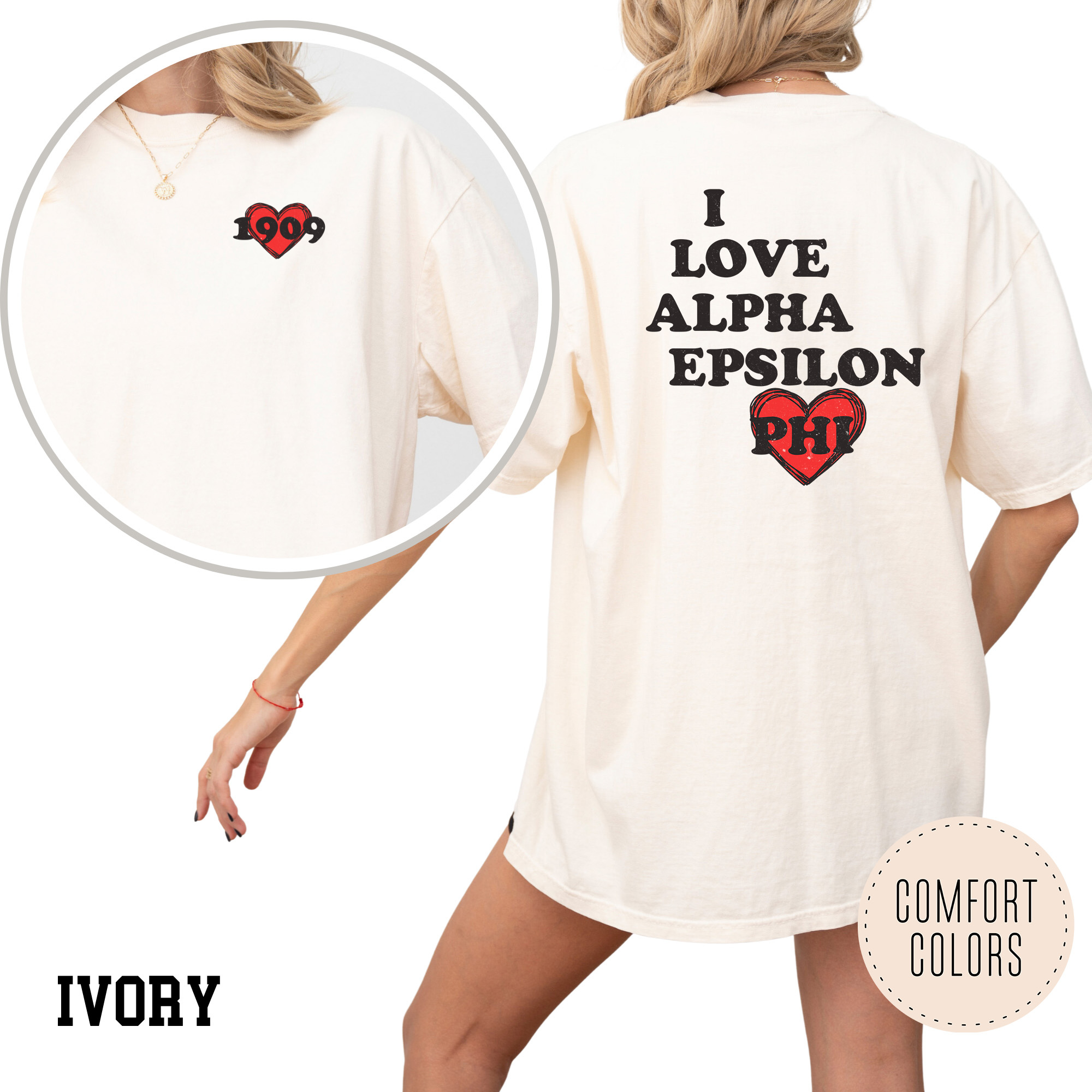 Kite and Crest - Wholesale Screen Printed T-Shirt - Women's - I Love Comfort Colors Sorority T-shirt2