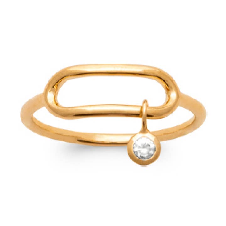 Mackenzie 18K Gold Plated Ring with Cubic Zirconia for wholesale by Jewelry Private Label