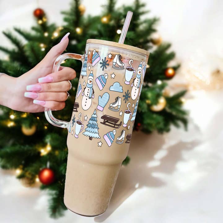 Sip-Sip Hooray! - Wholesale Insulated Mug/Tumbler - Blue Winter Tumbler With Lid and Straw