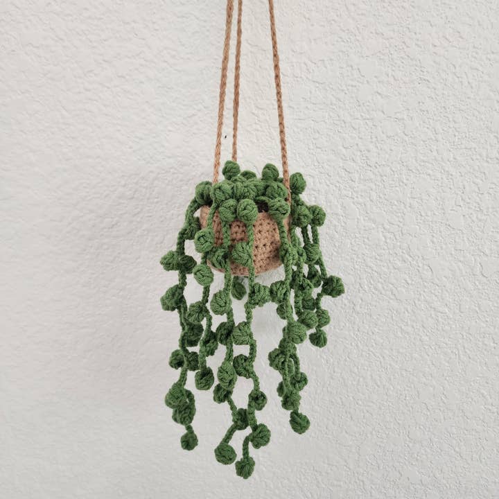 Boho Crochet Car Mirror Charm | Hanging Mini Plant for wholesale by Handmade By Uruba