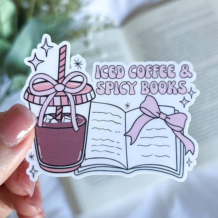 Iskaffe & Krydrede Bøger Klistermærke for engroshandel hos Heart & Spine Books