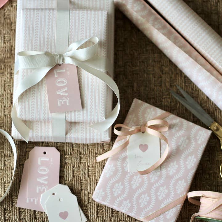 JSH Home Essentials - Wholesale Flat Wrap - Scalloped Dahlia Wrapping Paper in Rose