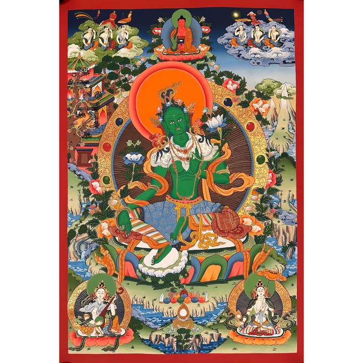 Green Tara Thangka for wholesale by Art Of Tibet