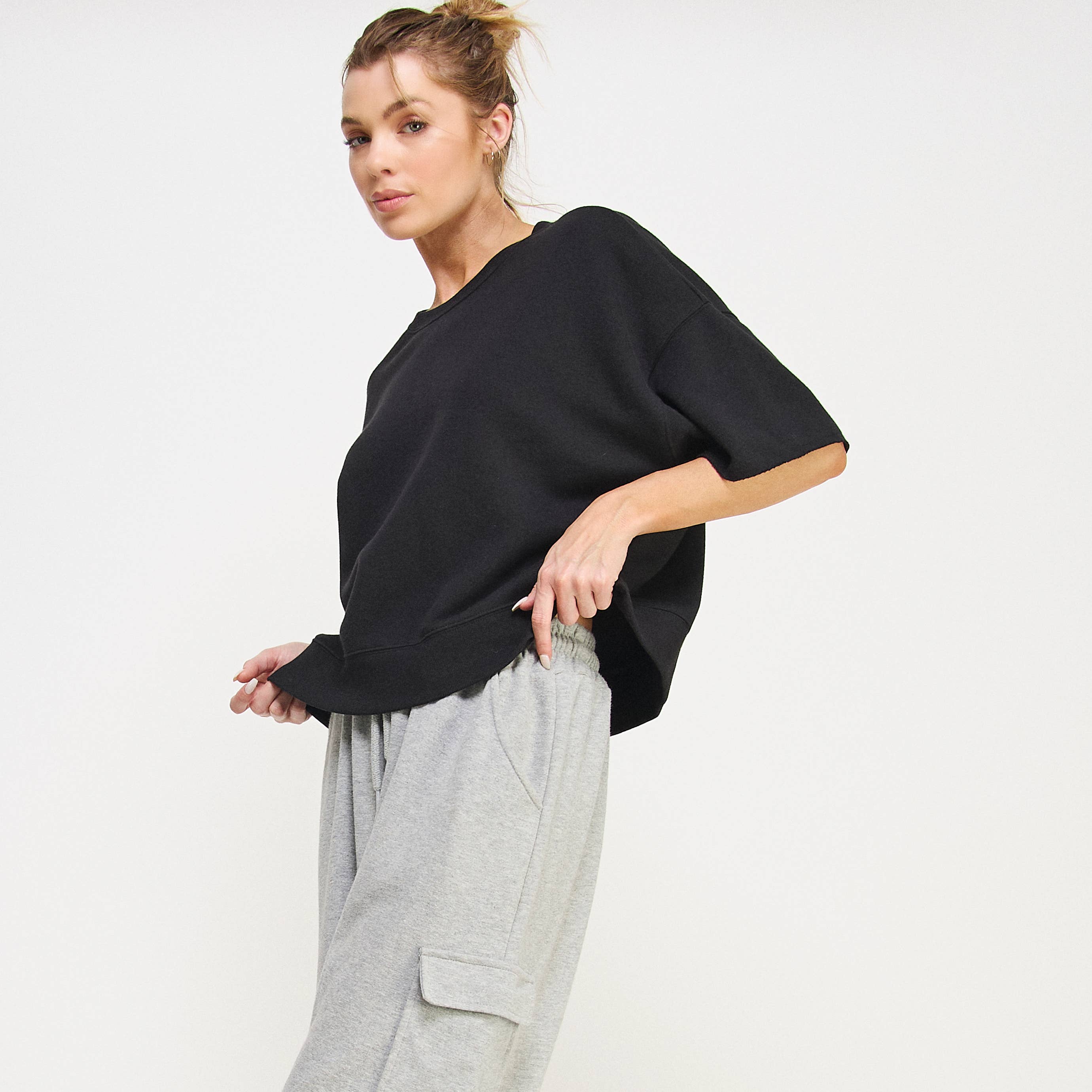 FREEZIA - Wholesale Sweatshirt - Women's - SUPER SOFT SHORT SLEEVE SWEATSHIRT IN FRENCH TERRY-FZ0009-D116