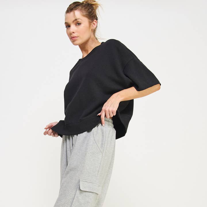 FREEZIA - Wholesale Sweatshirt - Women's - SUPER SOFT SHORT SLEEVE SWEATSHIRT IN FRENCH TERRY-FZ0009-D116