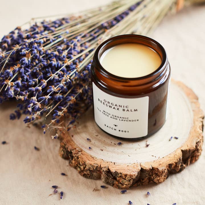 Organic Beeswax Balm with Organic Tea Tree & Lavender for wholesale by Batch #001