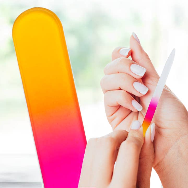 Yellow Pink Colored Genuine Czech Crystal Nail File for wholesale by Classy Nail Files