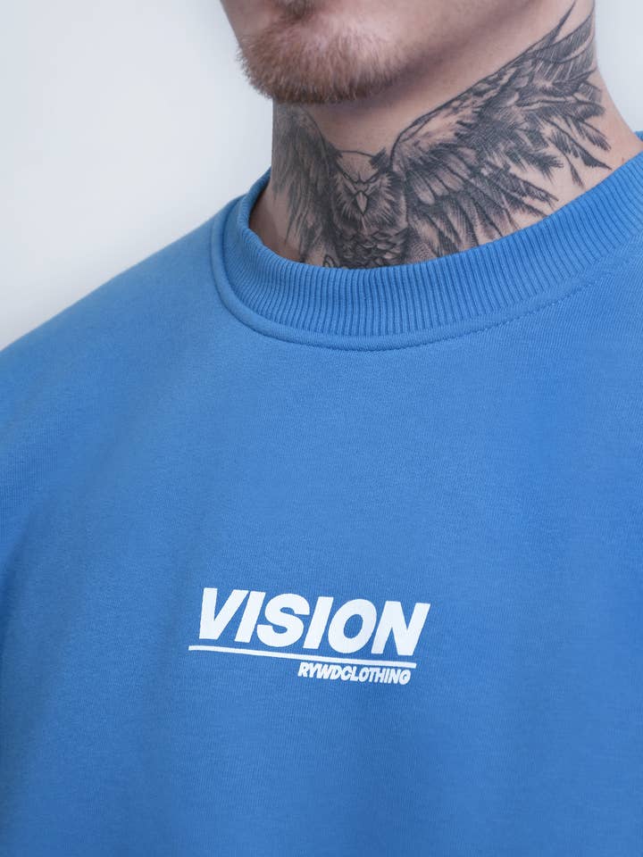 RYWD Unisex Oversize Streetwear Sleeve Sweatshirt Blue for wholesale on Faire1