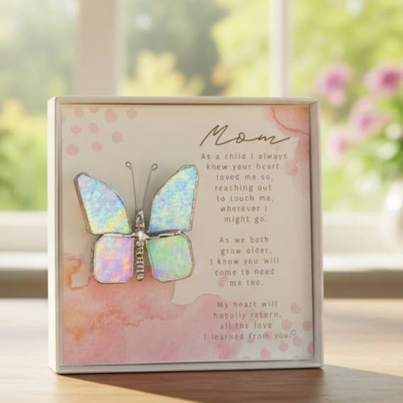 Mom, Love I Learned From You Stained Glass Butterfly 7802BY for wholesale by The Grandparent Gift Co. Inc.