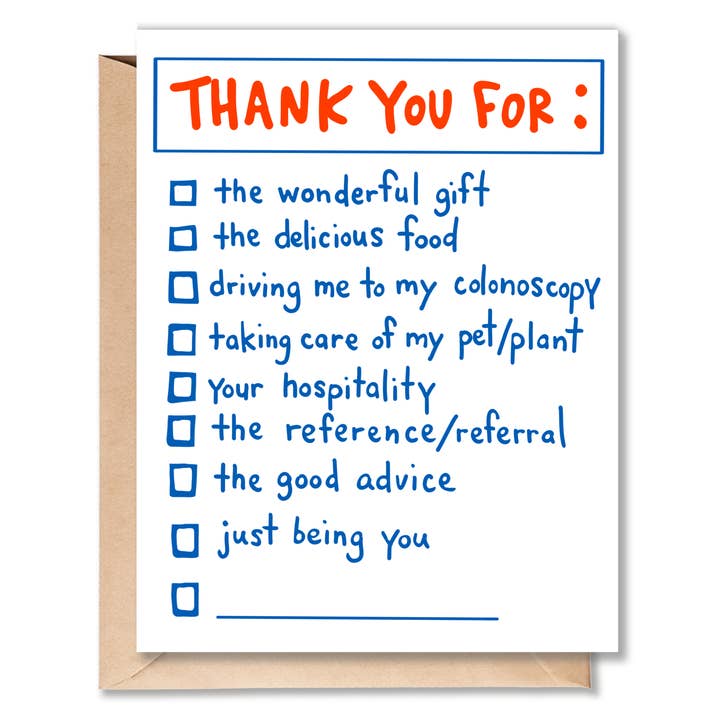 DANKESCHÖN-CHECKLISTENKARTE für den Großhandel von Better Than The Gift