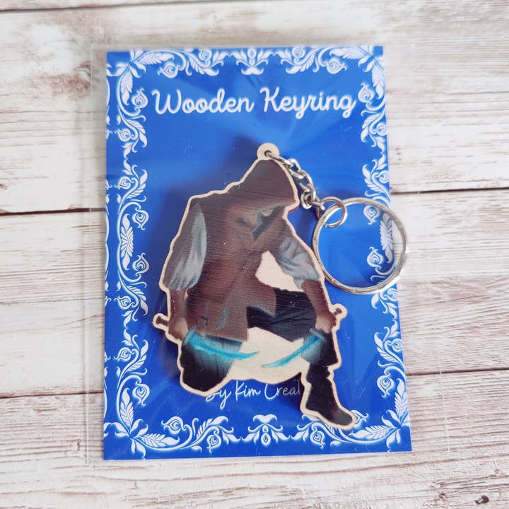 Warrior Wooden Keychain Charm, Size Approx. 2.5" / 6cm for wholesale by Kims Crafty Corner