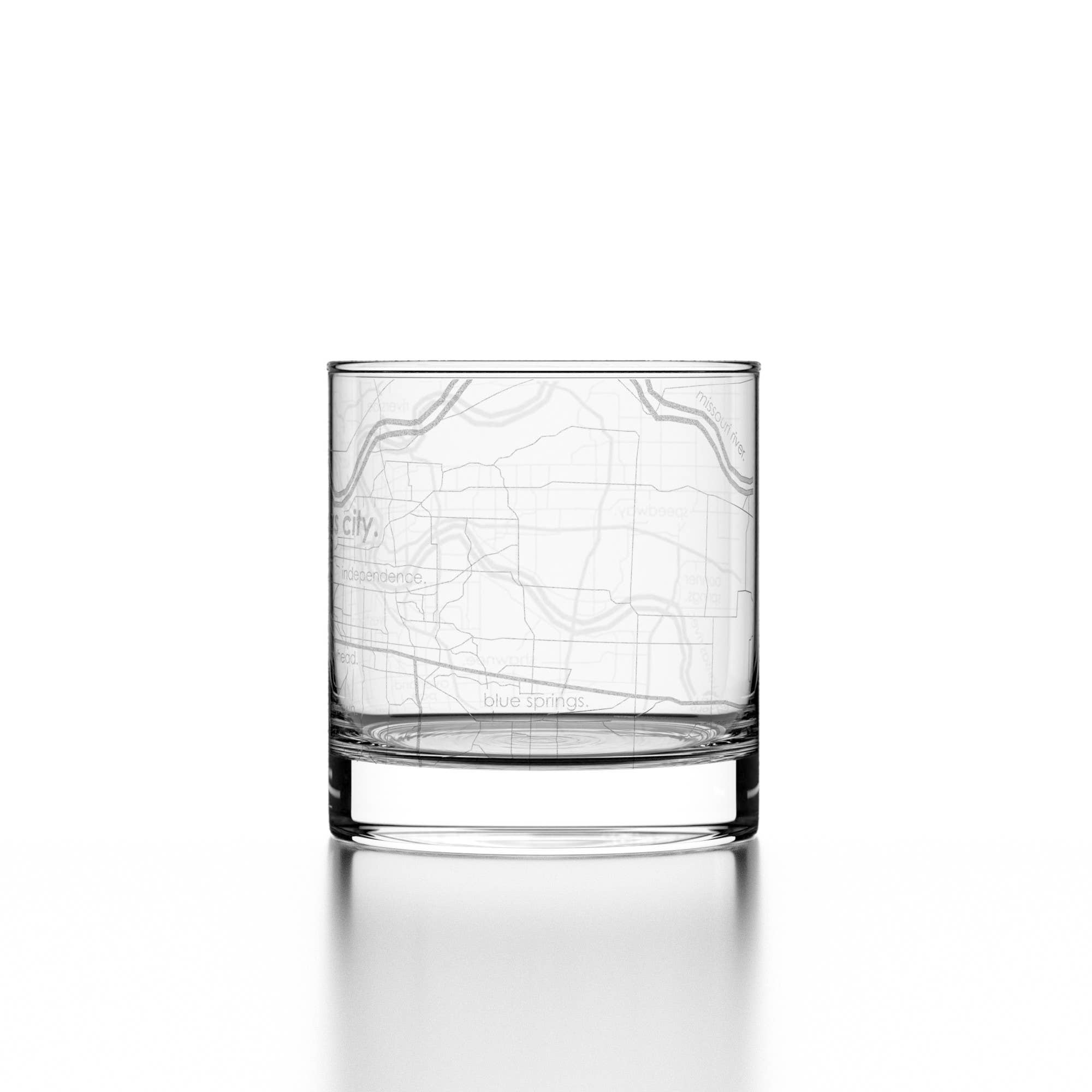 Well Told - Wholesale Cocktail/Liquor Glass - Kansas City, MO City Map - Etched Whiskey Rocks Glass4