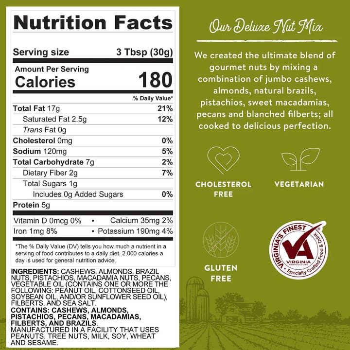 Whitley's Peanut Factory - Wholesale Nuts - 12 oz. Tins Deluxe Nut Mix