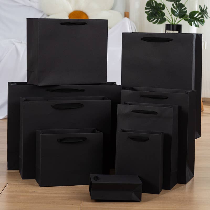 ByHome - Wholesale Gift Bag - All Black Cotton Handle Paper Gift Bag w/ free tissue5