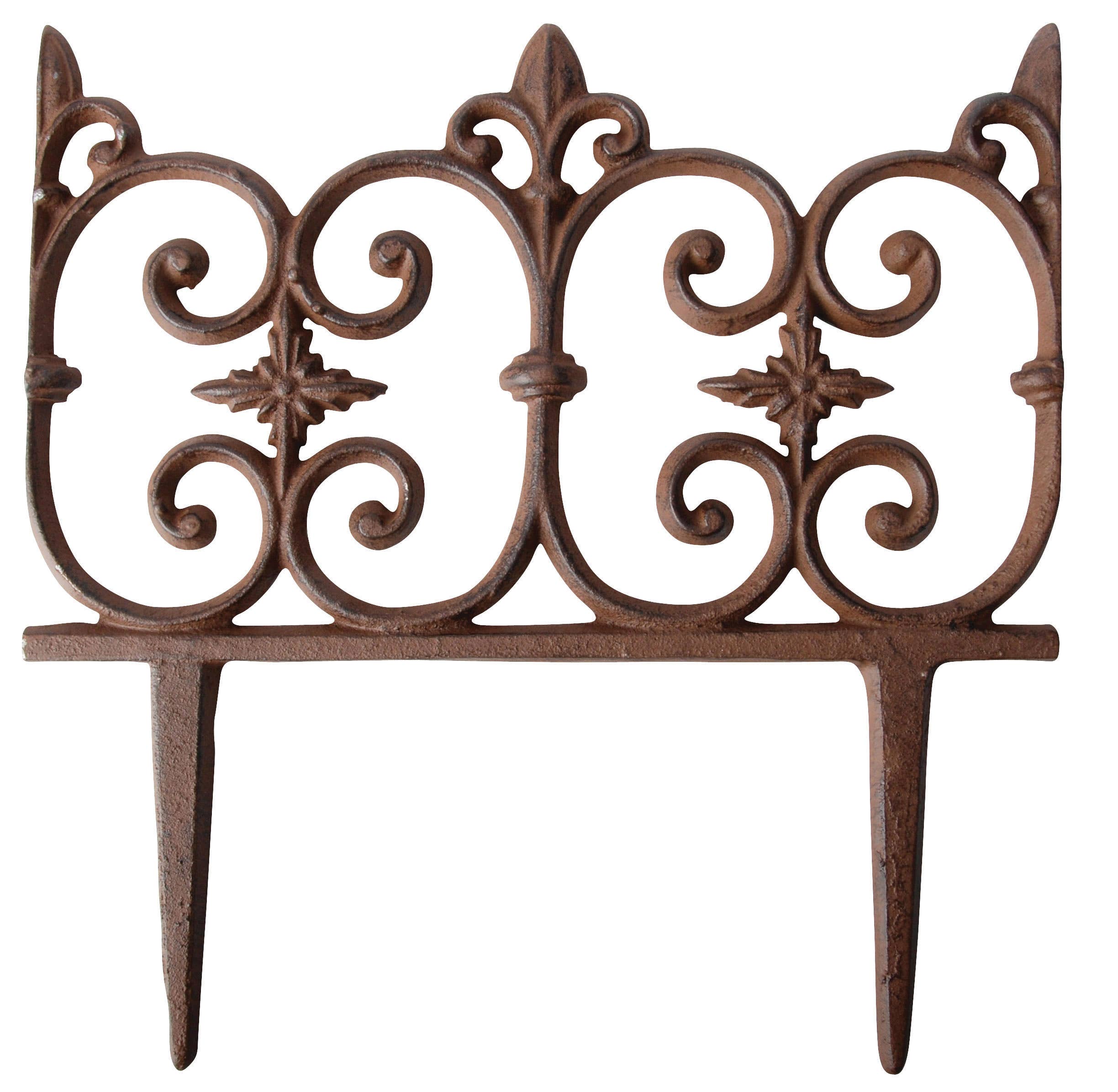Esschert Design USA - Wholesale Outdoor Ornament/Decor - Garden Fence, Cast Iron, Antique Rust2