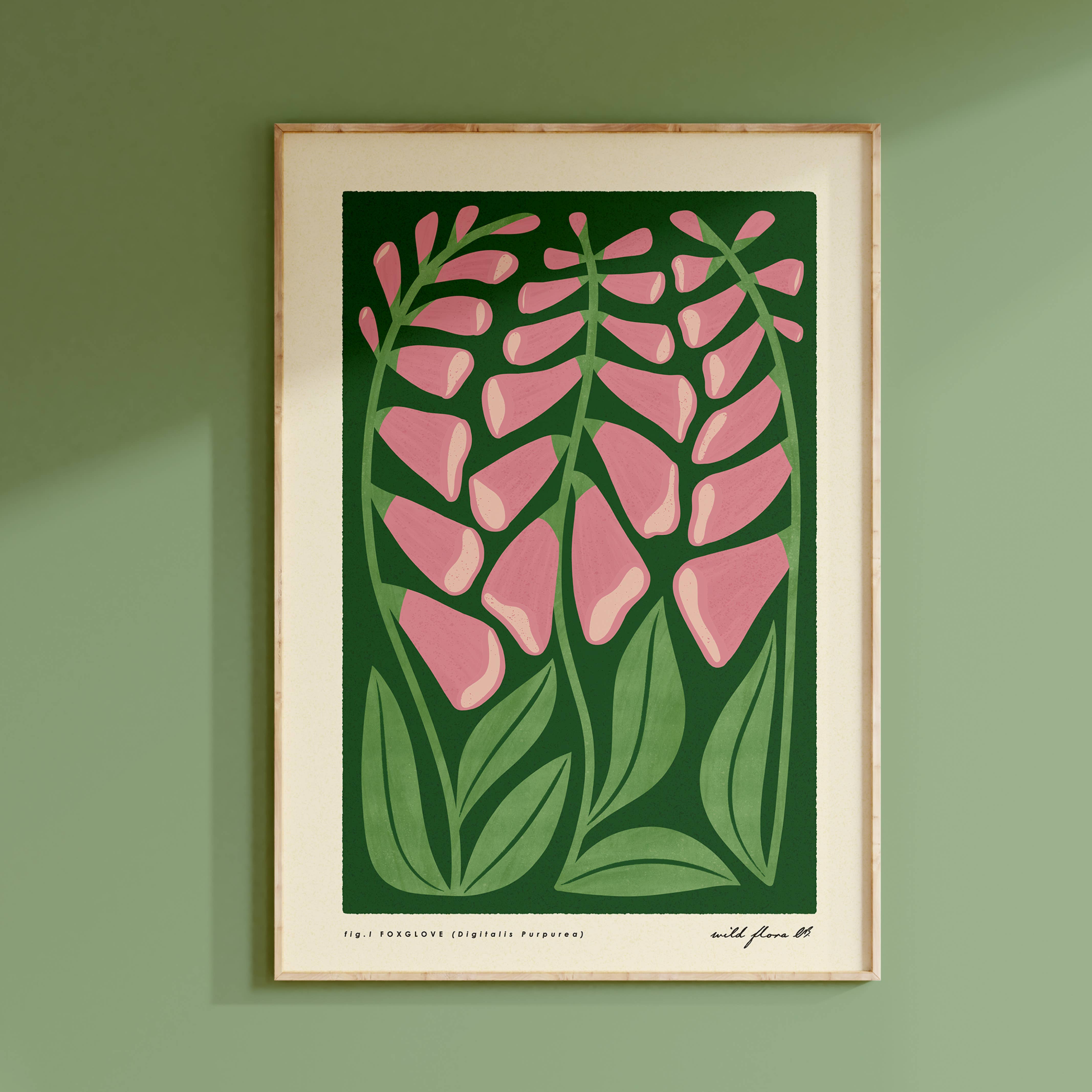 Bird & Co Studio - Vente Affiche d'art - Foxglove | Impression artistique de fleurs sauvages à la fois moderne et rétro | Décoration murale3