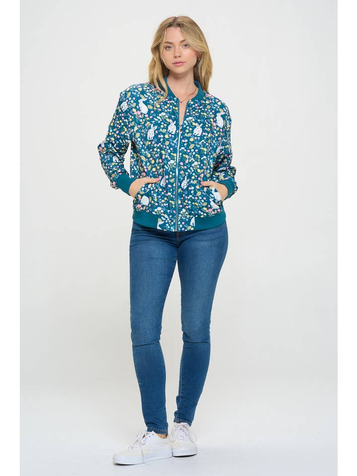 SM WARDROBE – Großhandel Bomberjacke – Damen – BOMBERJACKE BUNNY FLORAL