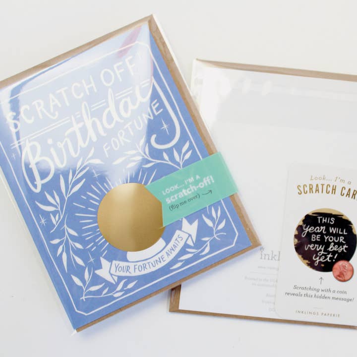Inklings Paperie - Wholesale Birthday Card - Scratch-off Fortune Card - Blue Birthday5