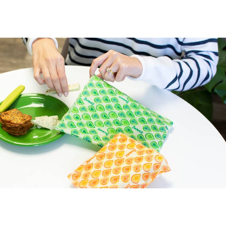 BeeBAGZ - Wholesale Food Storage Wrap/Bag - Lunch Pack of 3 - Reusable Beeswax Wrap Food Storage Bags