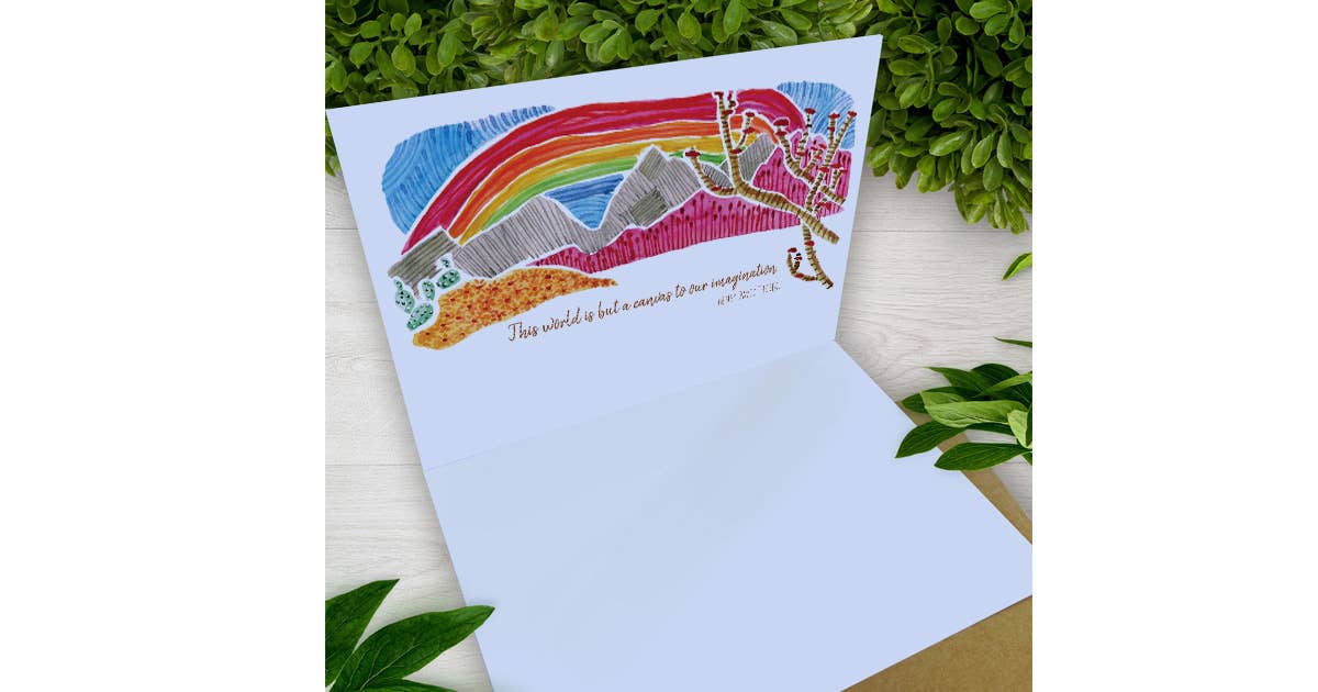 Mary M Spencer Design - Wholesale Everyday Greeting Card - Coyote Desert Scene  5 x 7 Southwest Greeting Card1