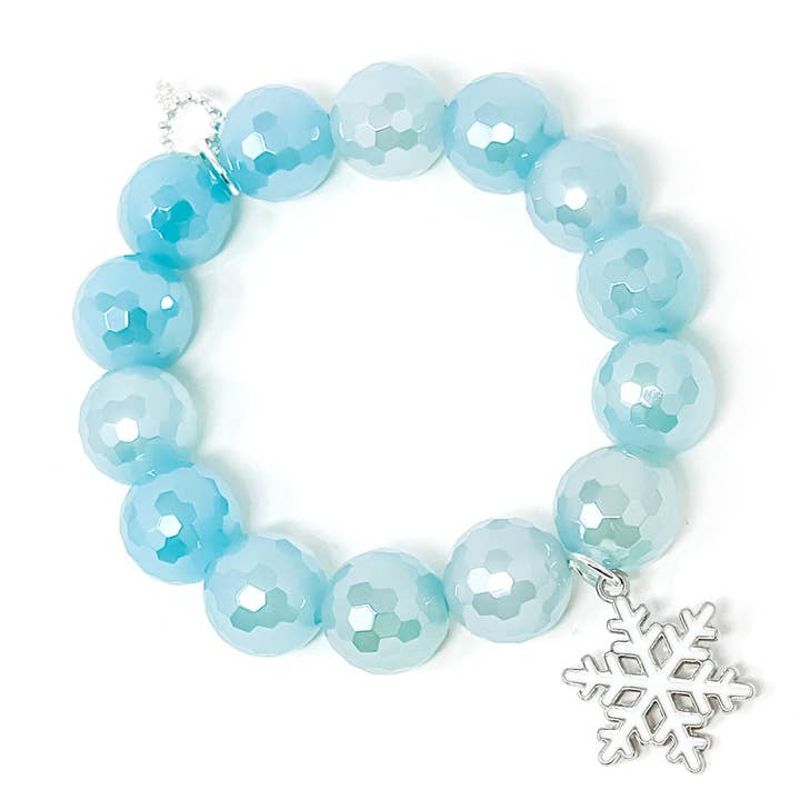 Faceted Tranquility Agate with White Enameled Snowflake for wholesale by PowerBeads by jen
