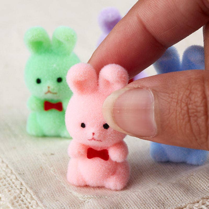 Factory Direct Craft - Wholesale Decorative Tabletop Object - 1" Pastel Miniature Flocked Bunnies (Bag of 12)2