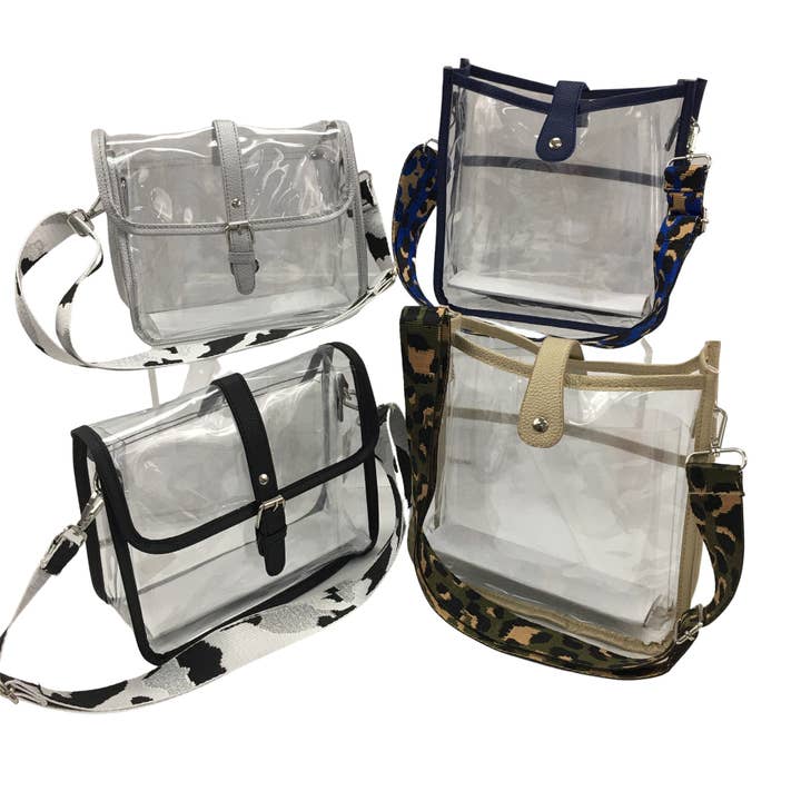 Boca Tennis & Golf Bags - Wholesale Crossbodytas - Dames - B9C1 - HBG104054 en HBG104056- 4 stuks Set doorzichtige tassen met gitaarriemen