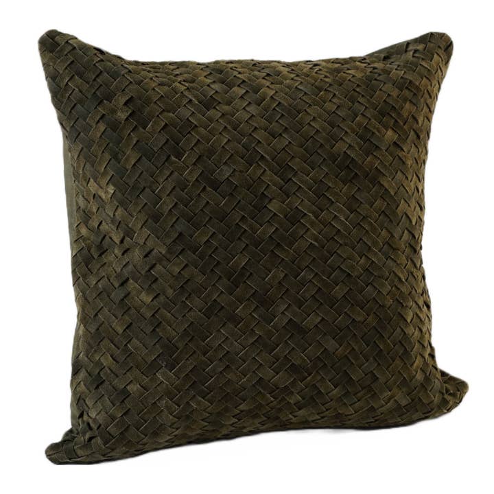 Pillow Leather Suede Woven Forest 20" X 20" *Cover Only* for wholesale by Luzia Leather Home Collection