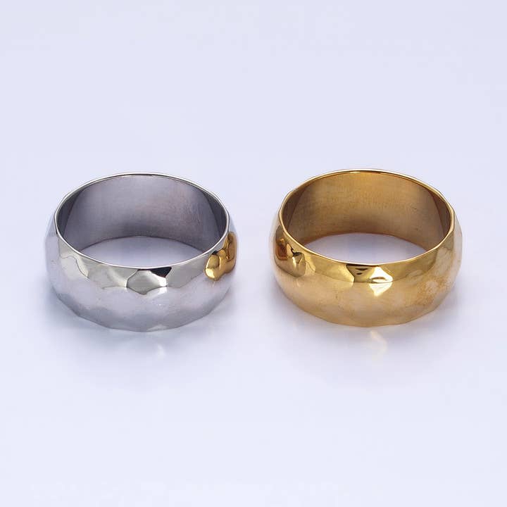 Plain Gold/Silver Bold Minimalist Round Open Adjustable Ring for wholesale by Aim Eternal