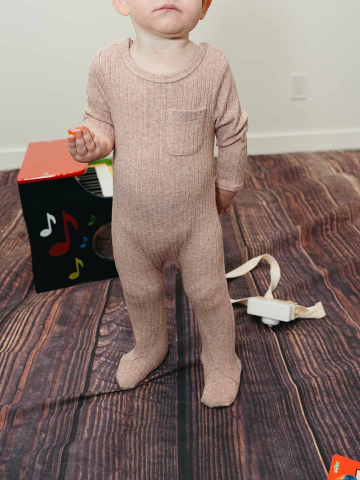 Dammig ros tjock ribbad sparkdräkt med ficka för wholesale av Niche bebe